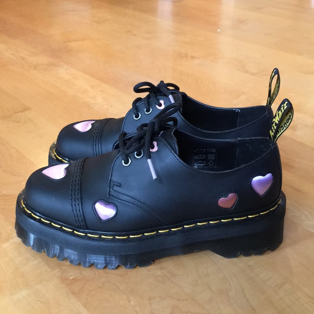 Dr. Martens 1461 Leather Heart Platform Shoes - Picture 4 of 16